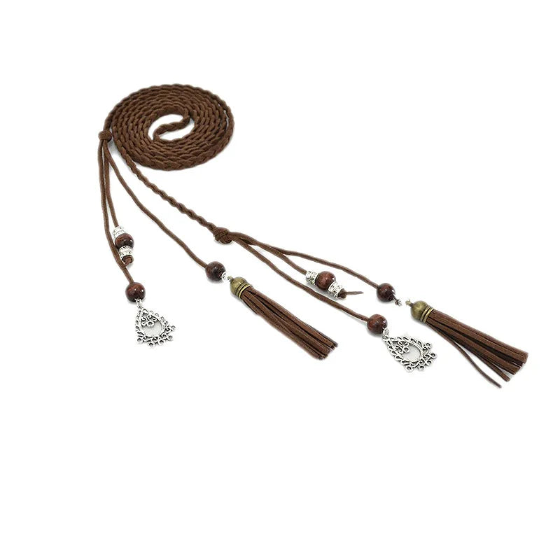 Tassel Decor Braided Rope Belt cinturones para mujer lujo diseñador cinturón fashion belts acessórios de vestuário female belts