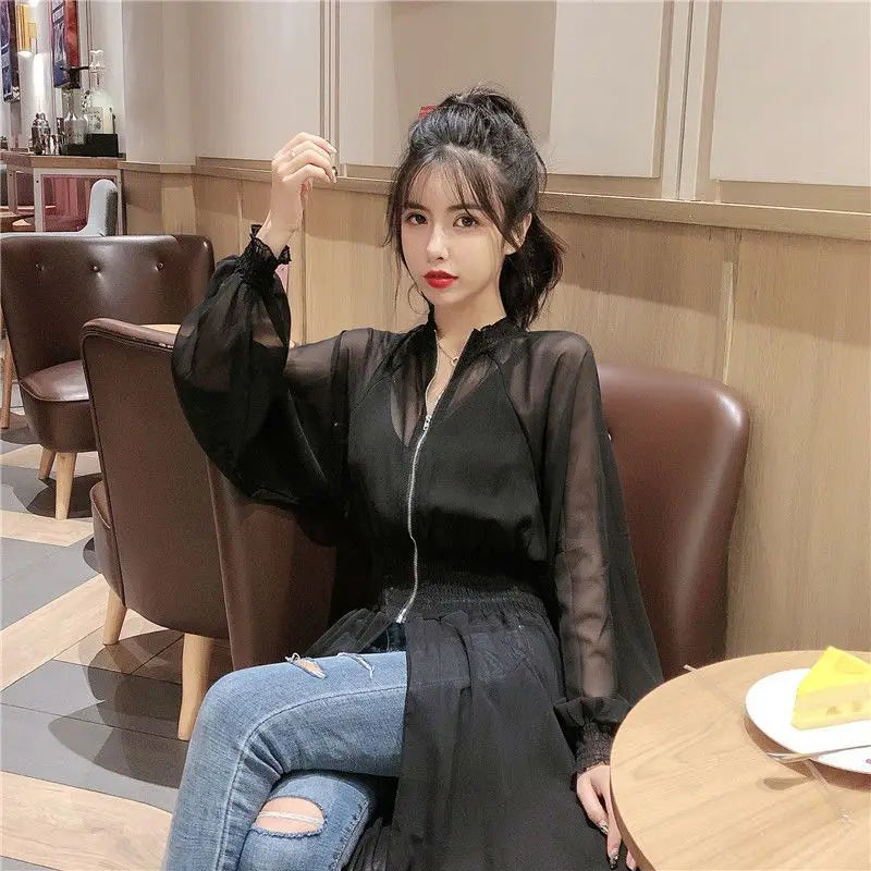 Long Jackets Women Summer Thin Sun-proof Korean Fashion Ins Sheer Breathable Casual New Solid Clothing Female Harajuku All-match