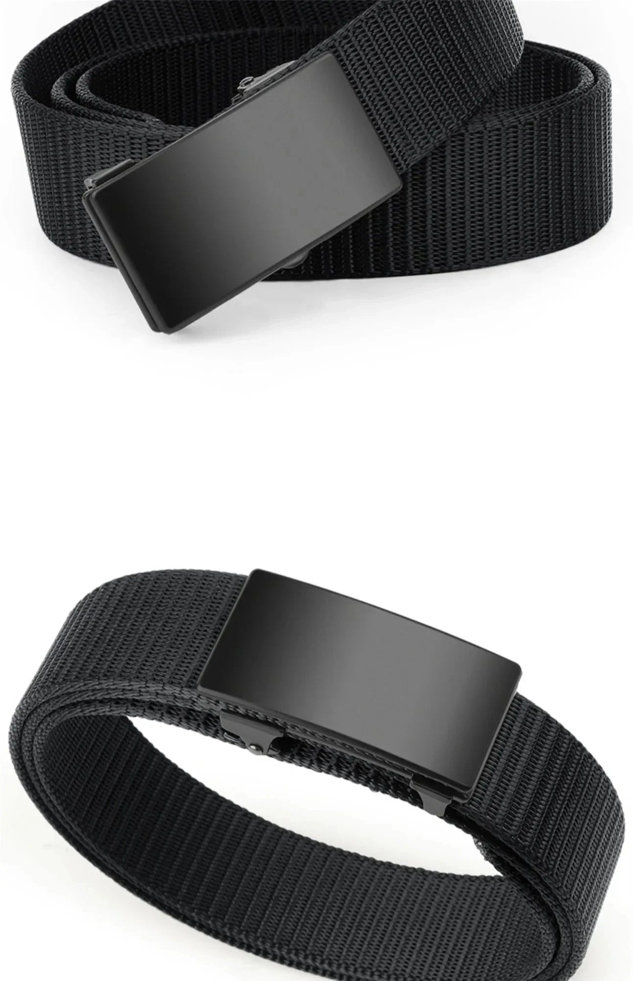 Men's Belt Outdoor Leisure Sports Belt Toothless Quick Release Automatic Buckle Quality Black Belt