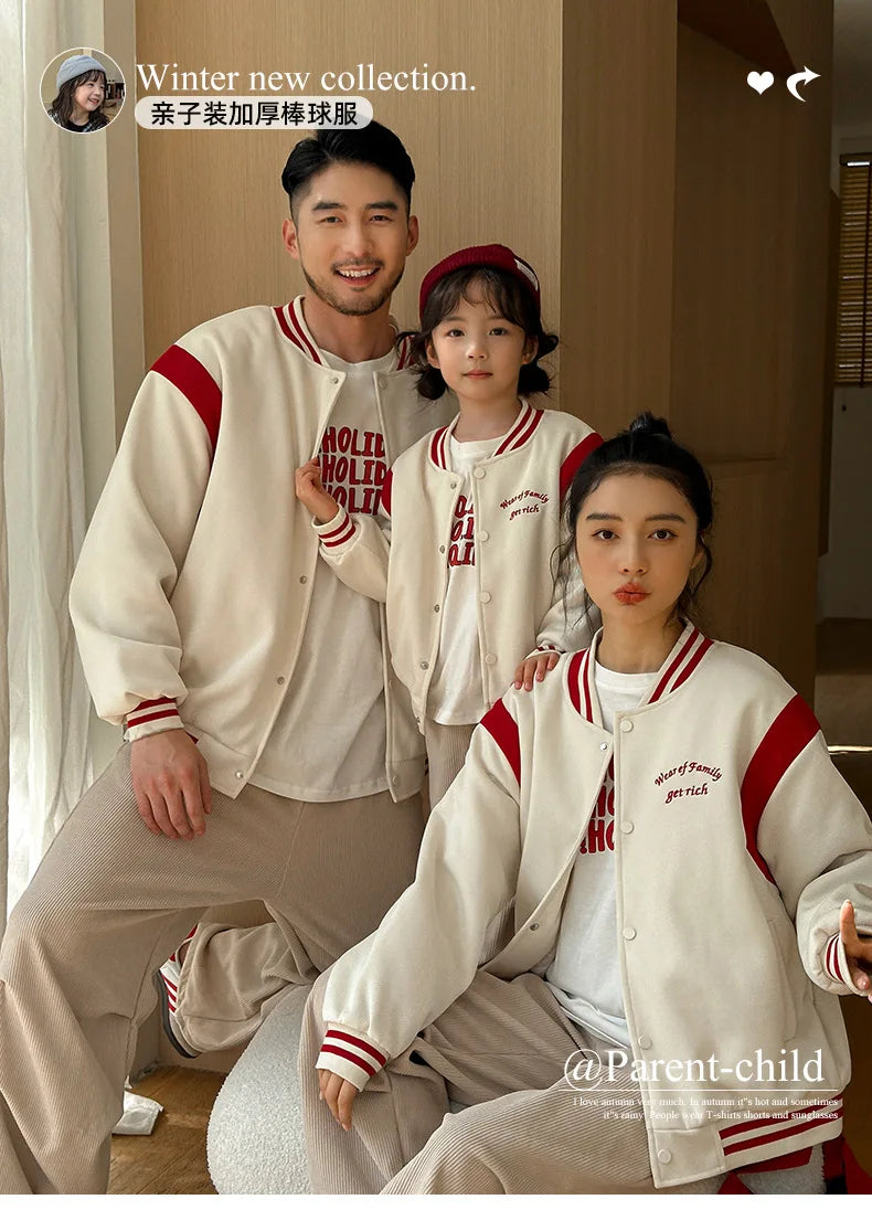 Winter Jacket for The Whole Family Warm Thick Coat Fashion Korean Father Mother and Daughter Son Children Long Sleeve Outerwear