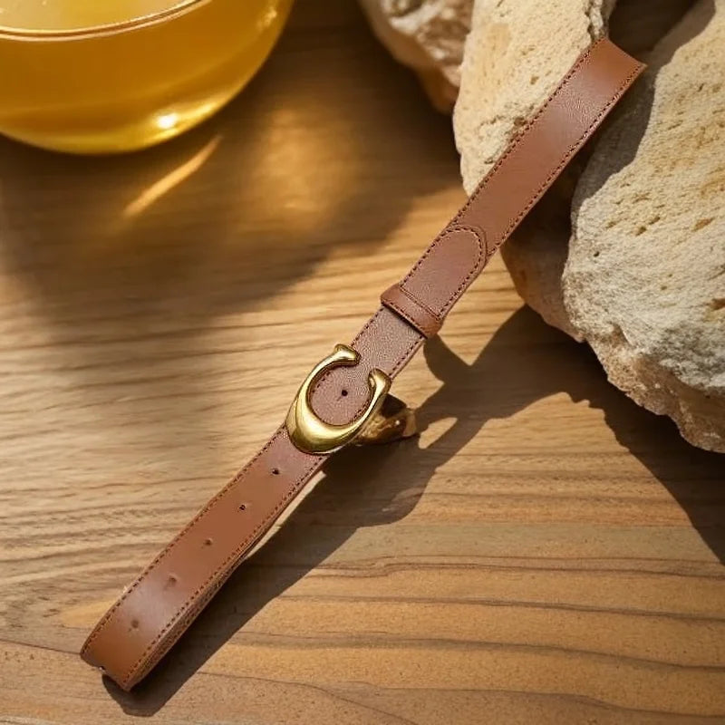 Women's belts are fashionable and versatile, jeans are decorated with belts, women's ins style, black cowhide trouser belts, sim