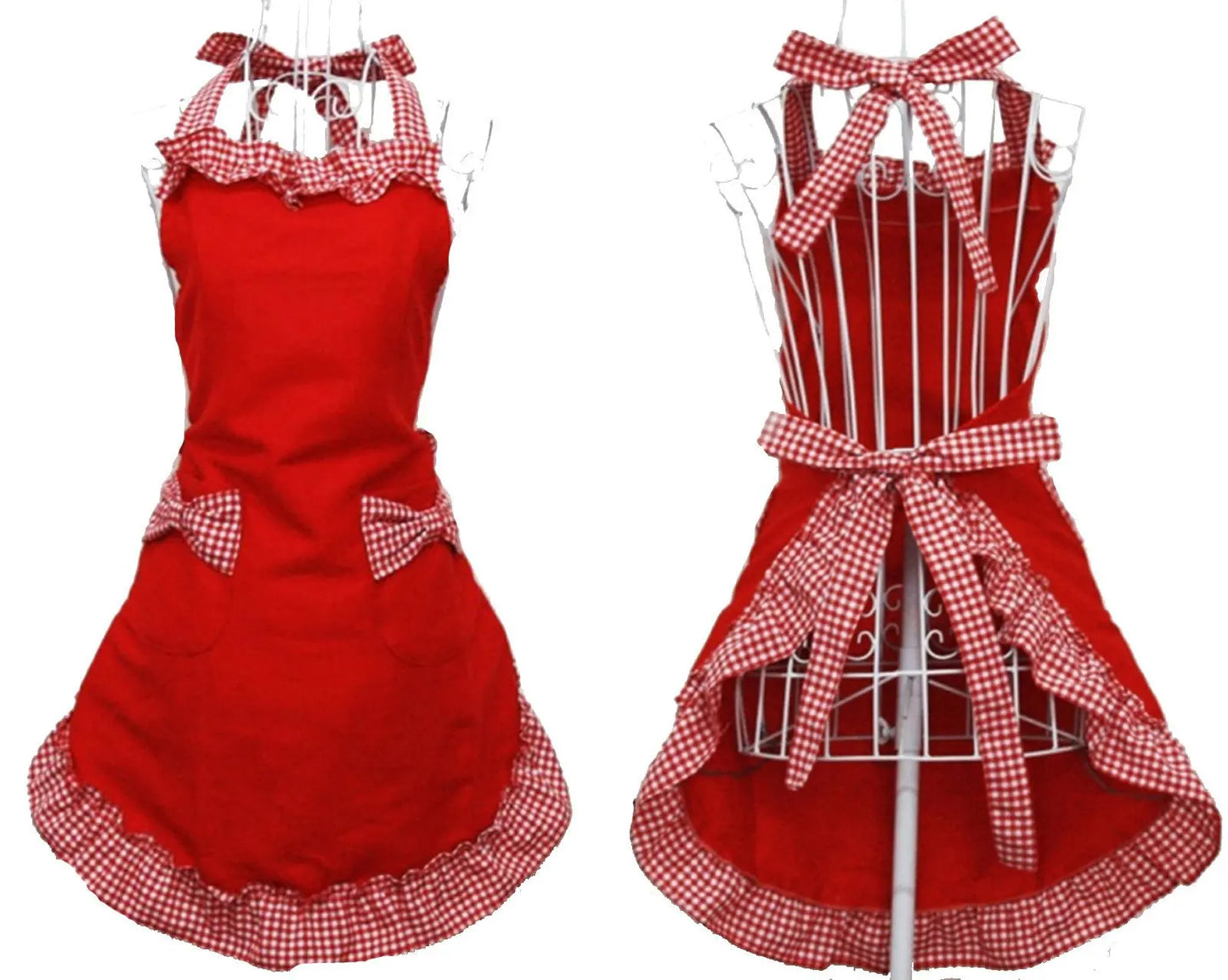 Kitchen Apron Cute Uniform Apron Flirty Outfit Dress Women Girl Fashion Lovely Bowknot Lace Anti-fouling Apron with Pockets Gift
