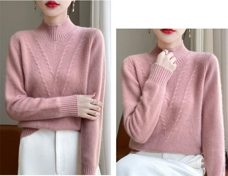 Sweater Women Knitted Sweater Turtleneck Long Sleeve Pullovers Autumn Winter Clothing Warm Jumper Tops