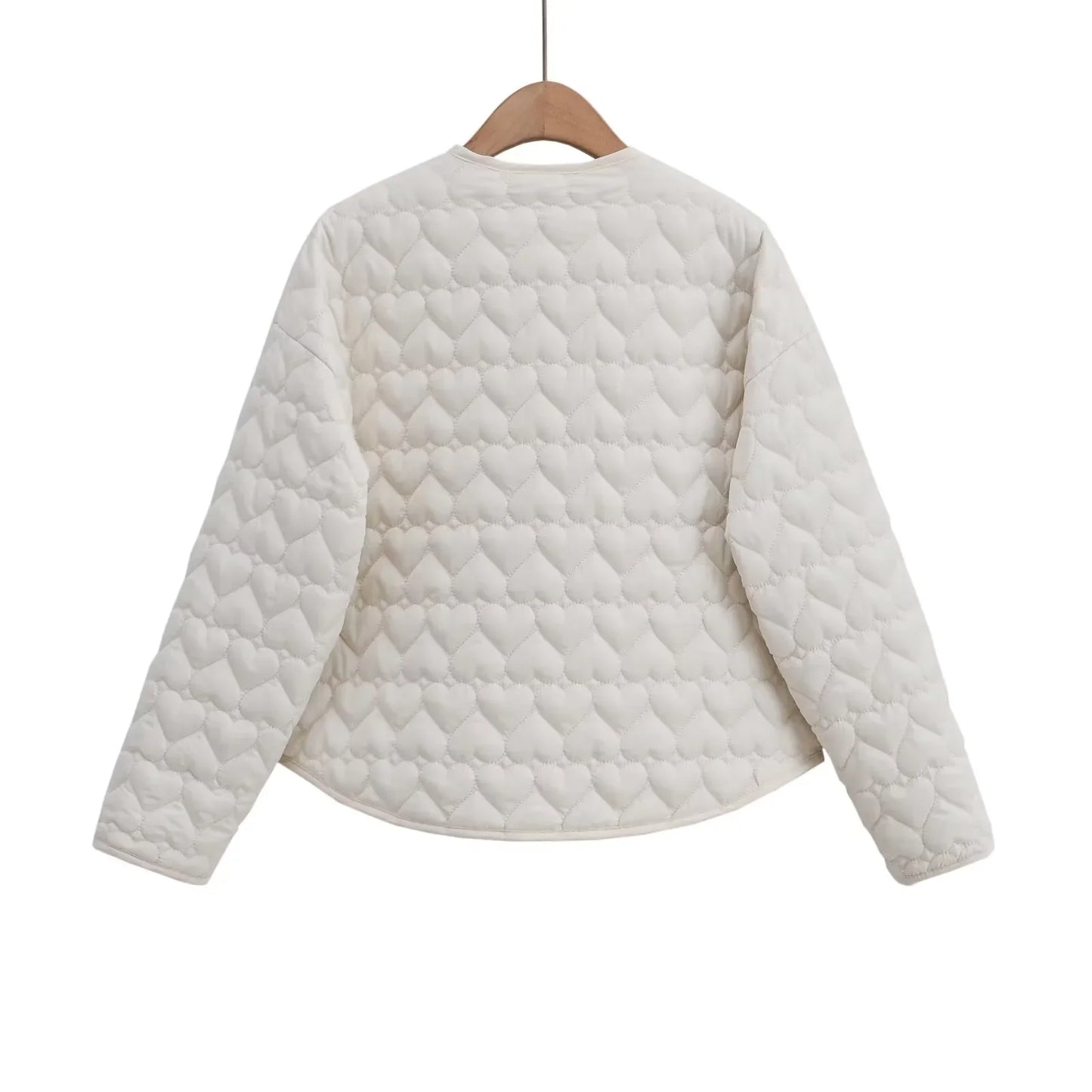 Women's outerwear 2025 heart-shaped quilted cotton jacket women's Korean round neck jacket cotton jacket