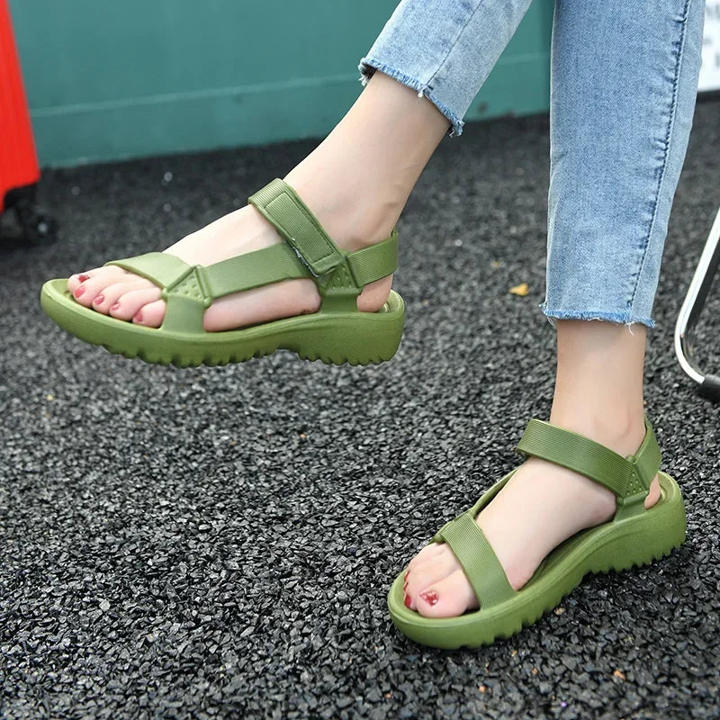 Sandals Woman Summer 2025 New Fashion Platform Sport Casual Flat Sandals Non-slip Outdoor Beach Sandalias Chaussure Femme