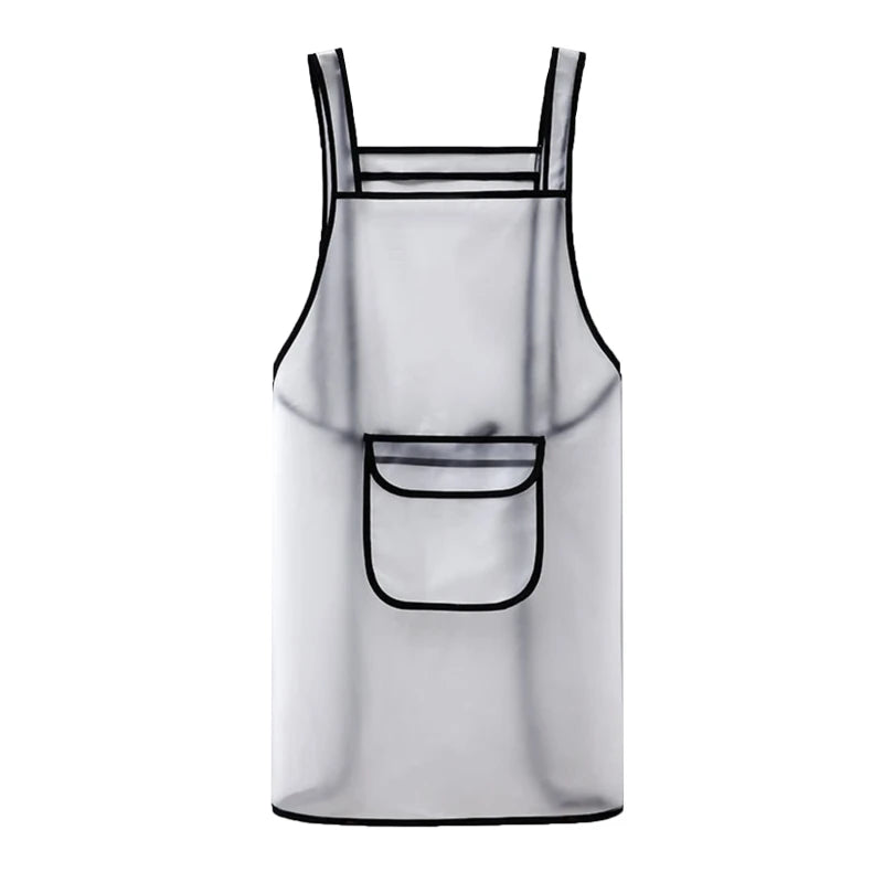 Kitchen Waterproof Apron Transparent Ladies Men Home Aprons Wipeable Oil Resistant Baking Accessories BBQ Restaurant Cafe Aprons