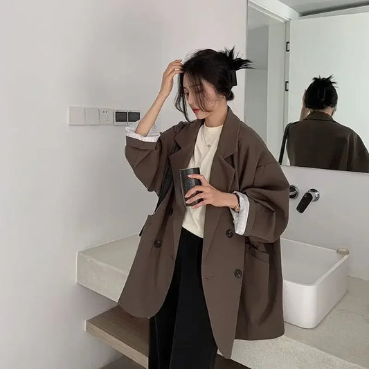 2025 Blazer Women Spring and Autumn New Arrived Long-sleeved Korean Style Loose Fashion Casual Suit Female