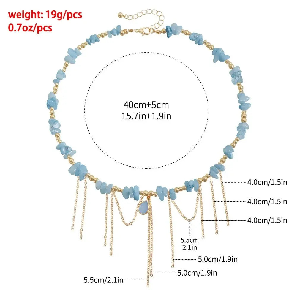Water Droplet Necklace Tassel Necklace INS Style Collarbone Chain Natural Stone Pendant Necklace Women's Necklace Jewelry
