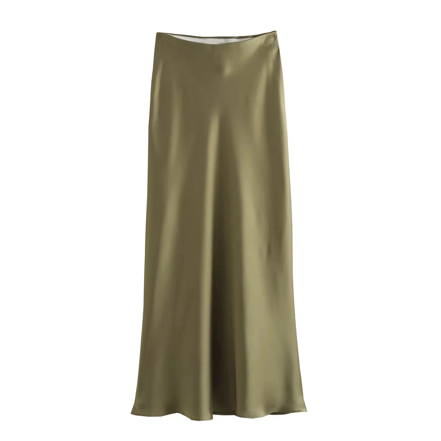 HH Skirts For Women 2024 Summer Solid Satin Sheath Long Skirt Female Show Curve Beach Outfits For Woman Mermaid Skirts