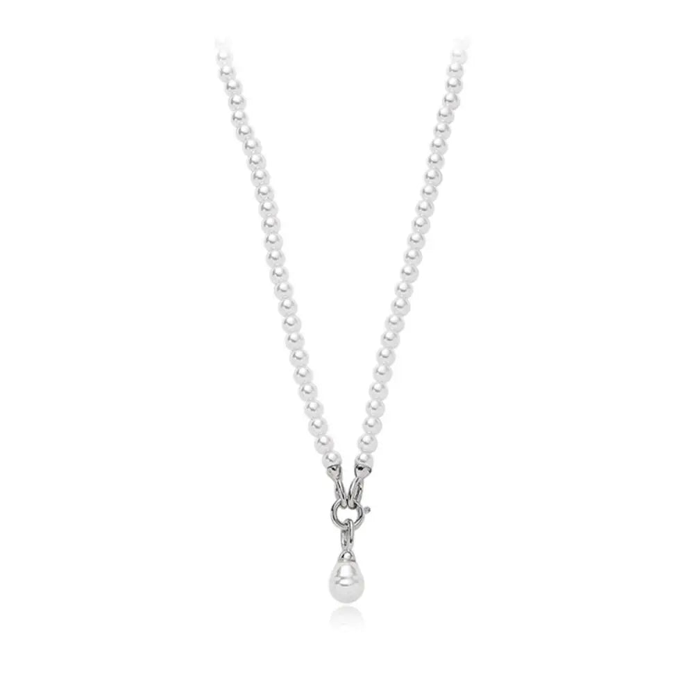 Sweet Elegant Pearl Beaded Necklace White Multilayer Pearl Choker Long Simple Pearl Pendant Accessory Women