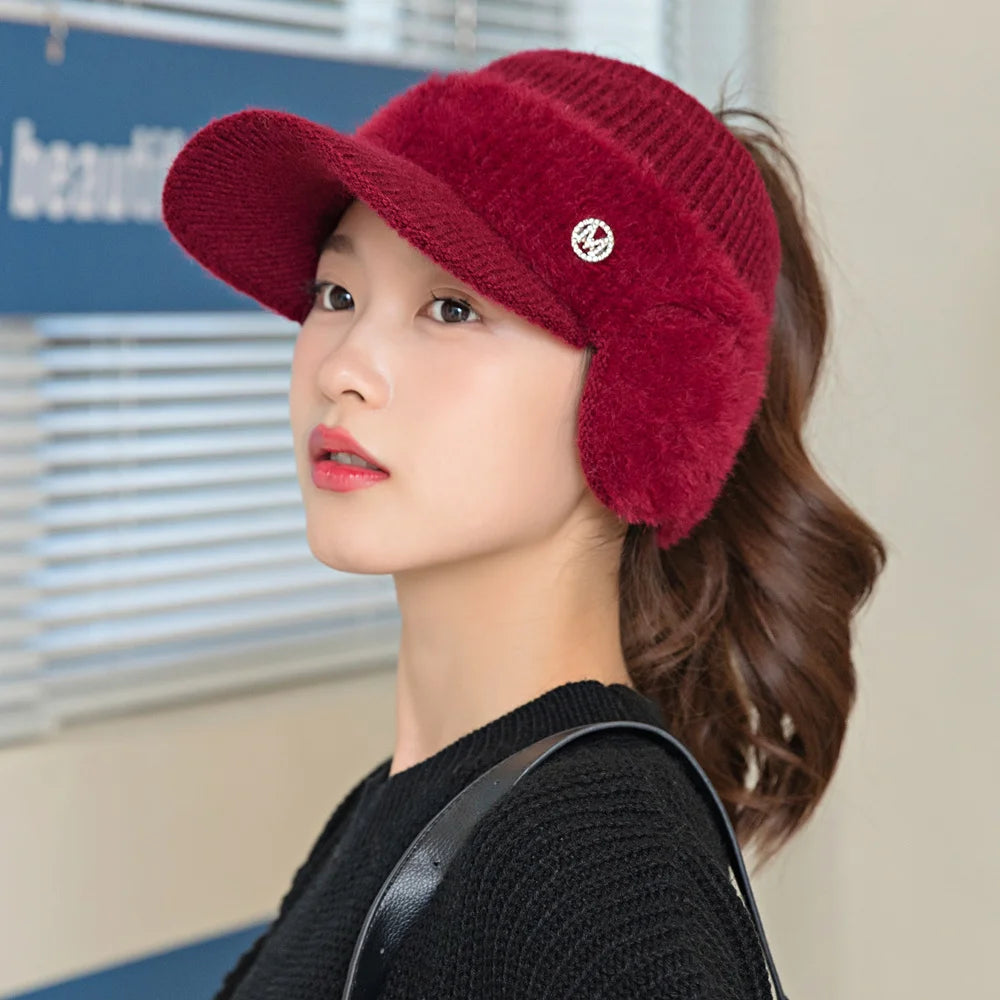 New Women Winter Hat  Fashion Streetwear Decorate Beanie Hat For Women Casual Knitted Warm Cap