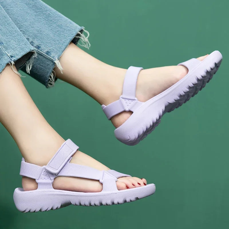 Sandals Woman Summer 2025 New Fashion Platform Sport Casual Flat Sandals Non-slip Outdoor Beach Sandalias Chaussure Femme