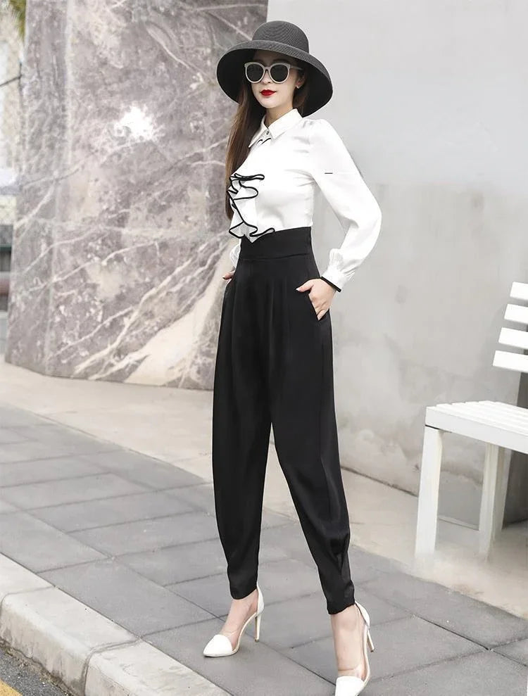 Trousers for Woman Pencil Solid Clothing Black Women's Pants High Waist Y2k Streetwear Autumn Cotton Elastic G Classic Quality