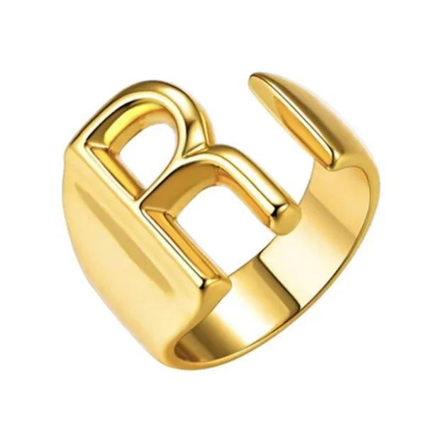 26 English Letter Ring Opening Adjustable Female Personality Internet Celebrity Ring Fashion Jewelry Couple Mother's Day Gift