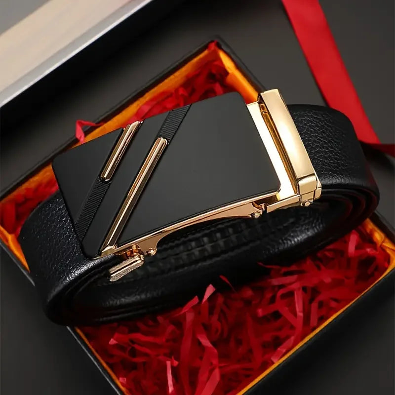 Men belt Leather Belt Metal Alloy Automatic Buckle Brand Luxury Design Waist Belts for Men Strap Male