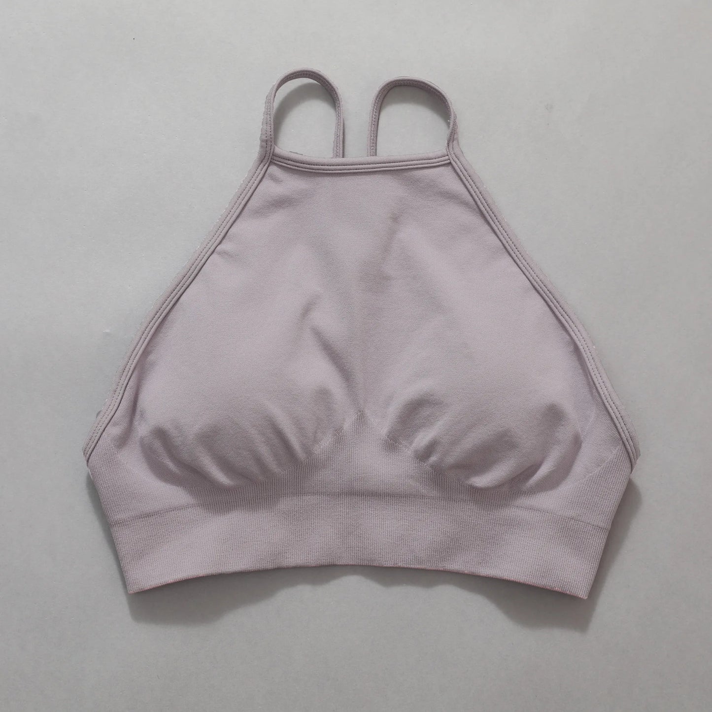 Women Sports Bra for Workout High Neck Gym Crop Top Nylon Fitness Shirts Padded Activewear