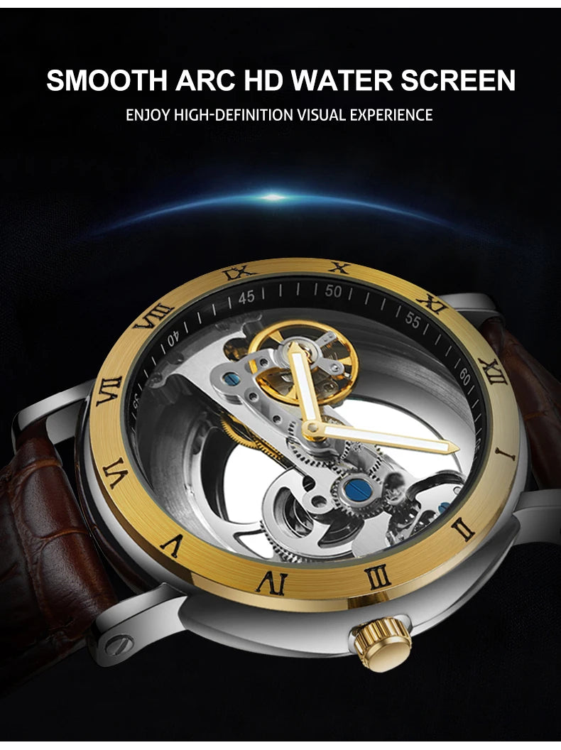Mechanical Wristwatches Watches for Man Watches Golden Bridge Skeleton Automatic Mechanical Mens Watch reloj hombre montre homme