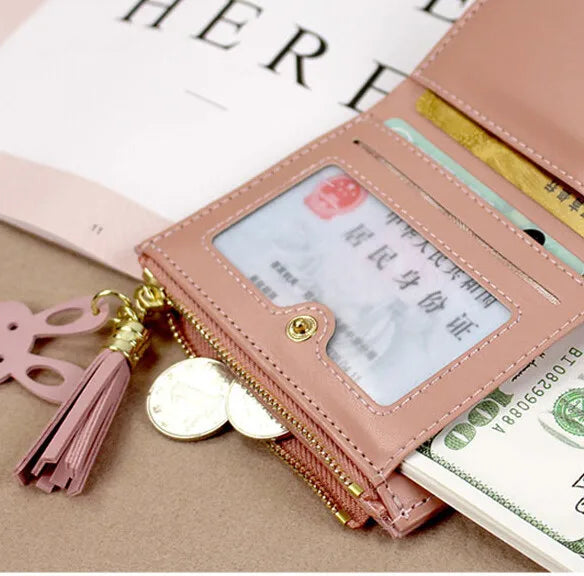 Women Fashion Wallets Zipper Coin Purse Ladies Short Purses Handbags Women Clutch Credit Cards Holder PU Leather Billfold Wallet