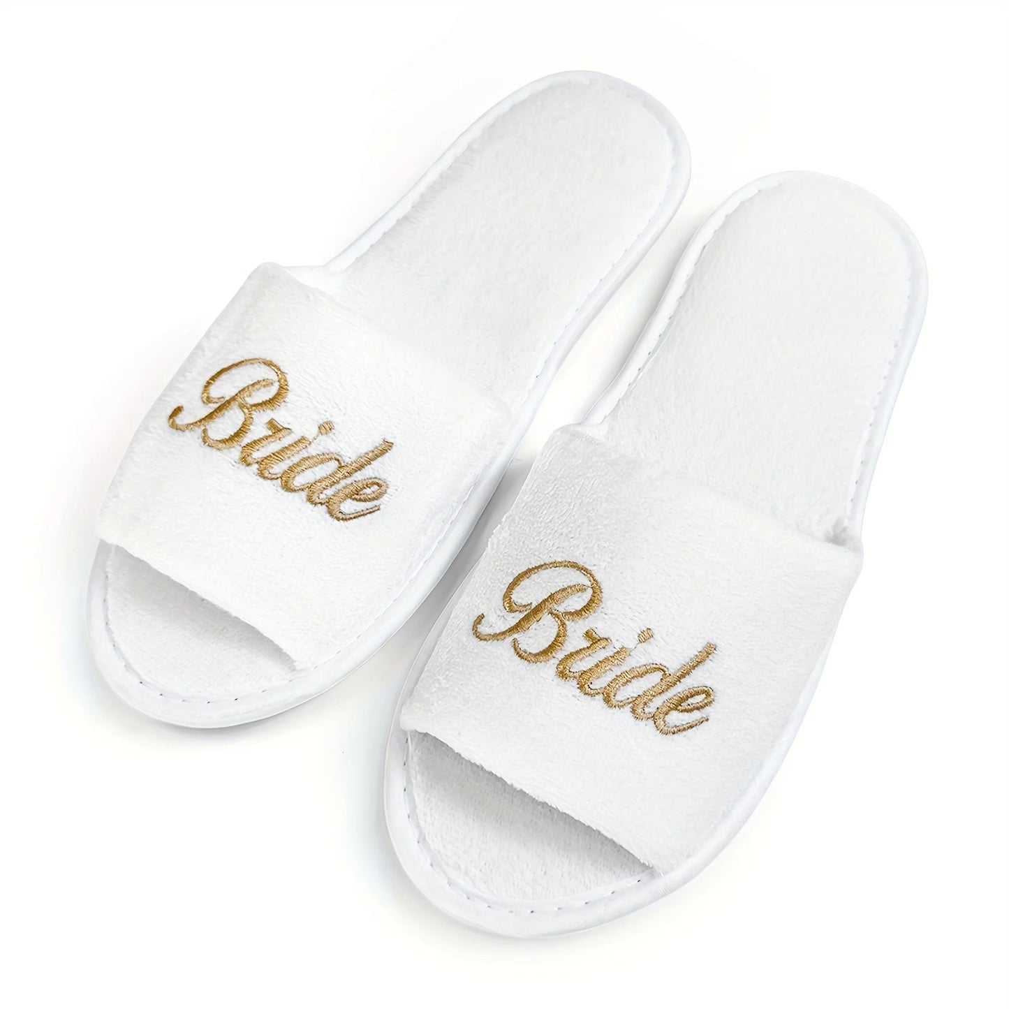 Bridal Party Slippers Set, With Embroidery, Lightweight Cozy Soft Sole Flats, for Brides, Bridesmaids, Guests & Bachelorettes