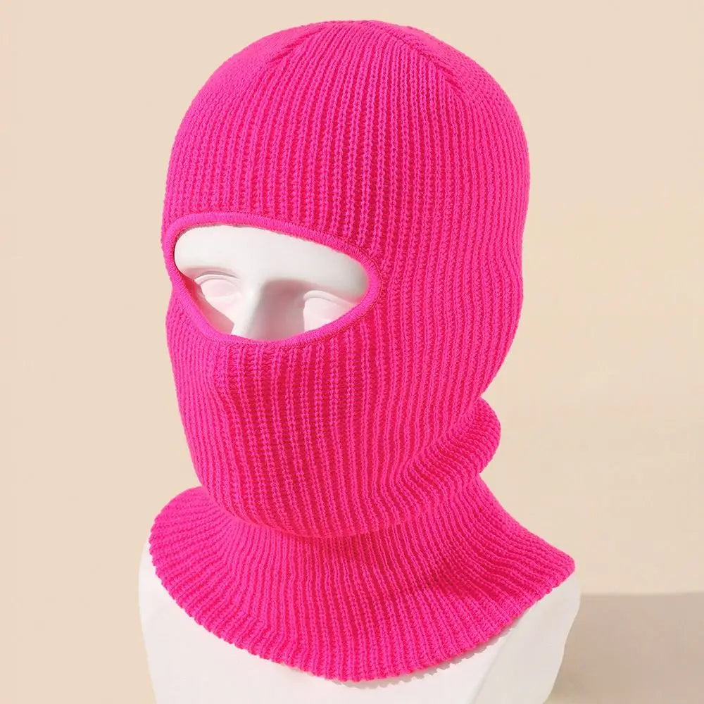 Hat Winter Female 1-Hole Balaclava Skullies Scarf Bonnet Hat Mask Knitted Hats Men Beanies Hat Women Winter Cap Full Face Cover