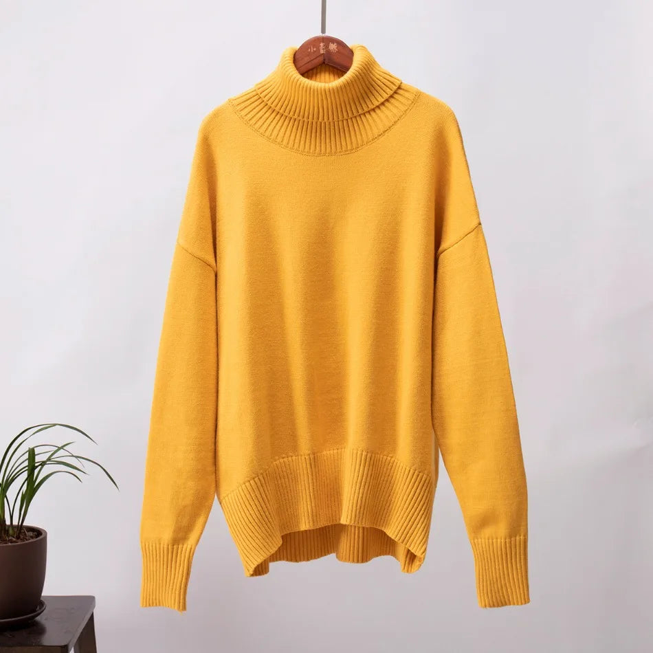 Sweater for Woman Autumn Winter New High Neck Thickened Warmth Knitted Sweater Fashionable Casual Loose Sweaters Pullovers