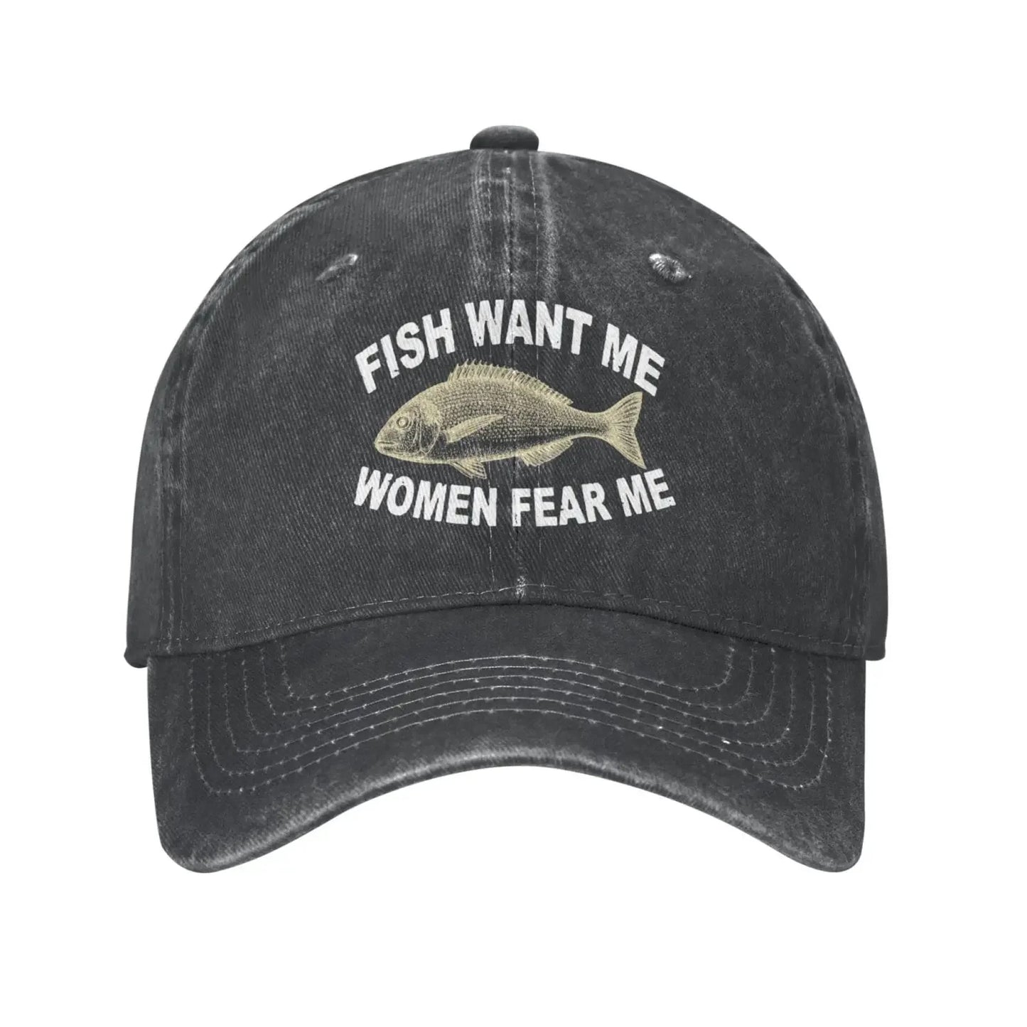 Hat Women Want Me Fishes Fear Me Hat for Women Baseball Cap Graphic Cap