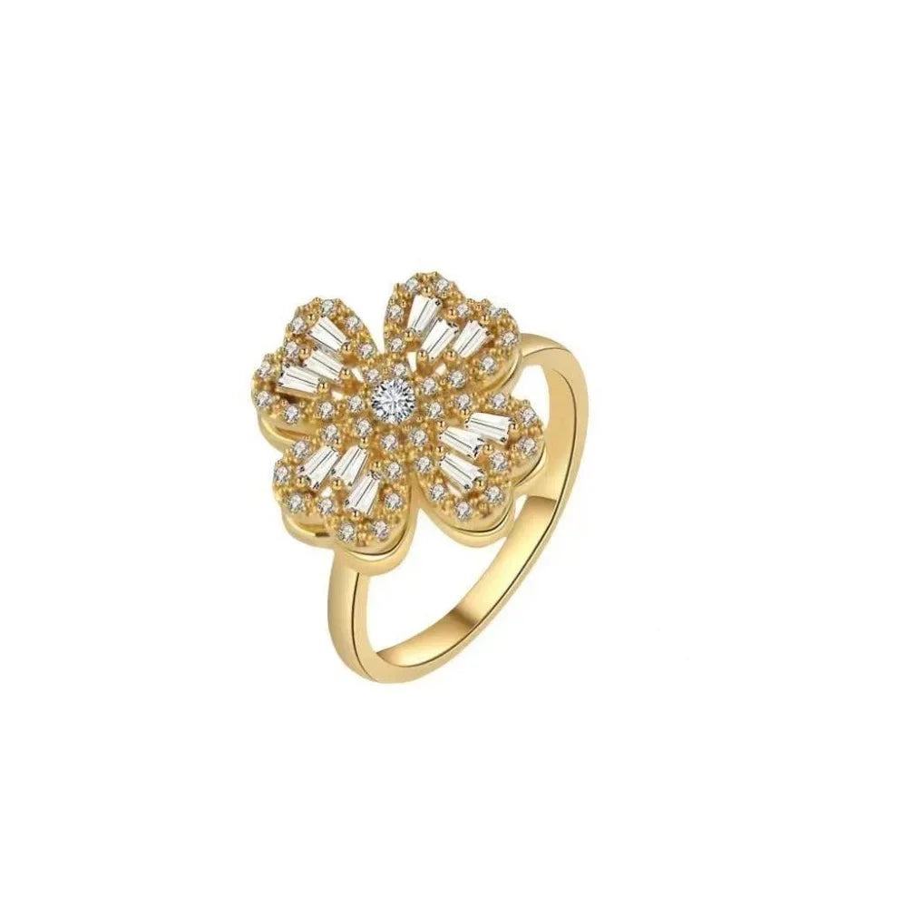 AAA Zircon Simple Geometric Ring Elegant Women's Daily Work Opening Adjustable Rings for Women Bridal Engagement Jewelry Gift