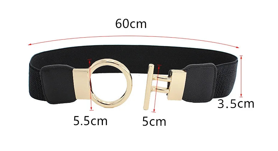 Fashion Dress Belts for Women Simple Waist Elastic Ladies Band Round Buckle Decoration Coat Sweater Party Belt Girdle Belt Gift