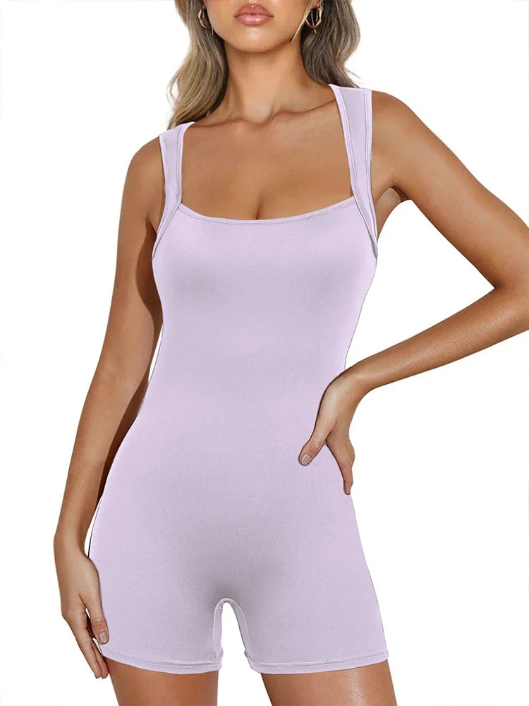 Bodysuit Romper for Women Sexy Casual Ribbed Sleeveless Shapewear Jumpsuit Shorts Bodycon Workout Outfits Summer 2025 Trendy