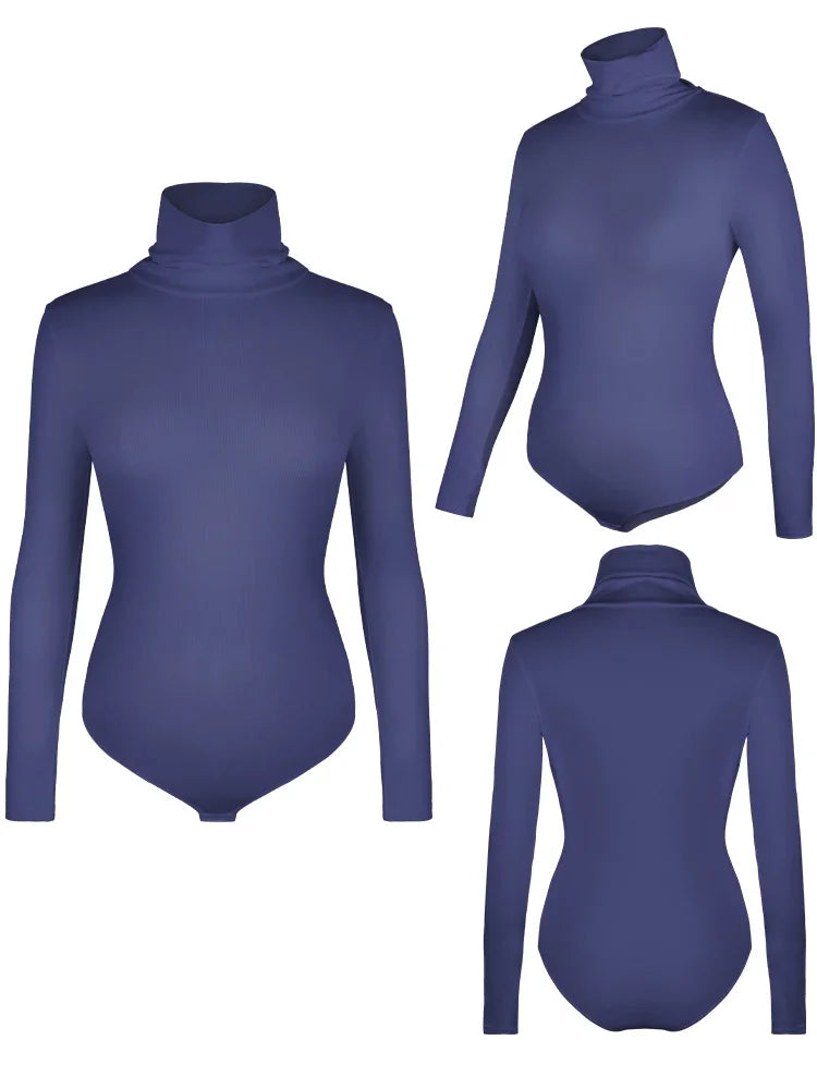 High Neck Bodysuit Women's Long Sleeved Shapewear Tummy Control Body Shaper Sexy Briefs Female Warm Clothing Autumn Winter New