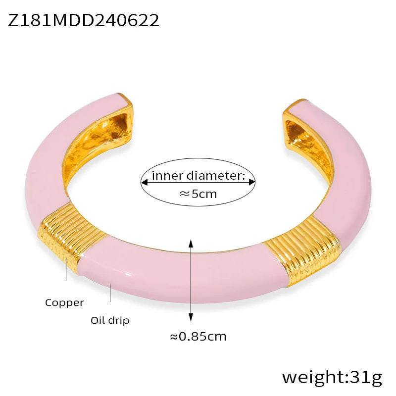 Vintage Enamel Bracelet Bangles For Women 18K Gold Plated Waterproof Women's Hand Bracelets Cuff Bangle Fashion Ladies Jewelry