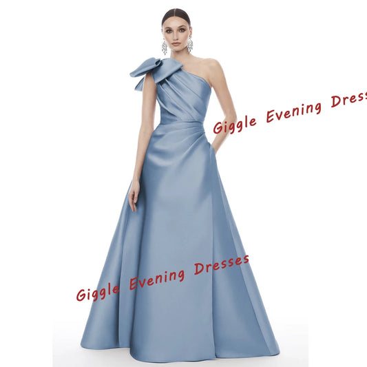 Giggle Customized  Party Formal Gown For Women Satin A-line Bow One-shoulder Floor Length elegant luxurious evening dresses 2025