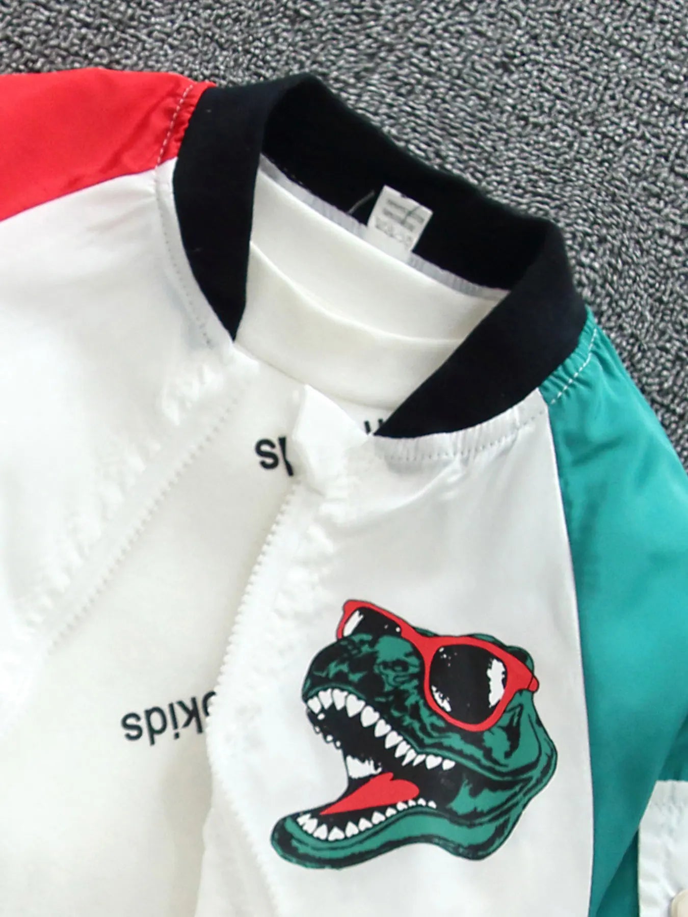 Spring - Autumn Outerwear: Fashionable Color - Blocked Dinosaur - Themed Windbreakers for Boys 3 - 10 Y