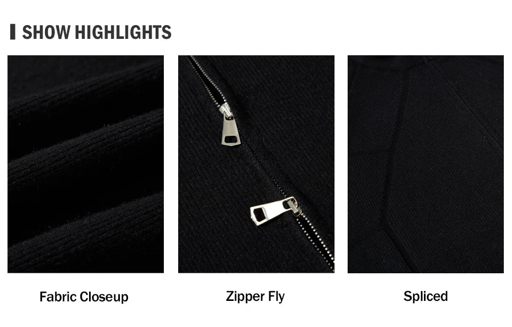 Spliced Sweatercoat Mens Autumn Winter Casual Loose Raglan Sleeve Stand Collar Long Sleeve Knitted Sweater Outerwear Man