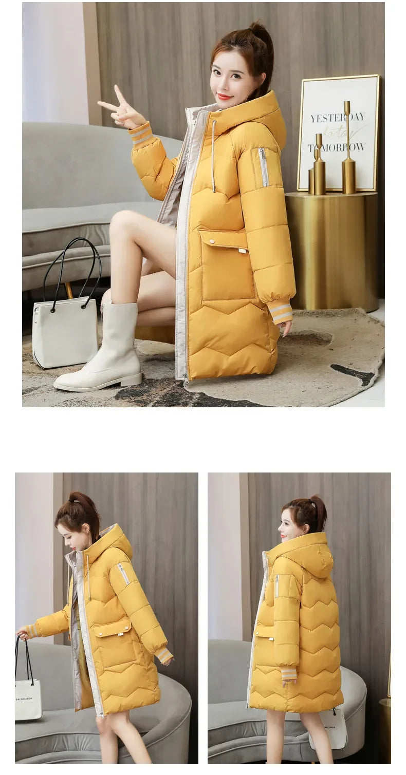 Winter Women Jacket Coats Long Parkas Female Down Cotton Hooded Overcoat Thick Warm Jackets Windproof Casual Student Coat Parka