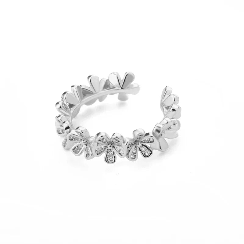 AAA Zircon Simple Geometric Ring Elegant Women's Daily Work Opening Adjustable Rings for Women Bridal Engagement Jewelry Gift