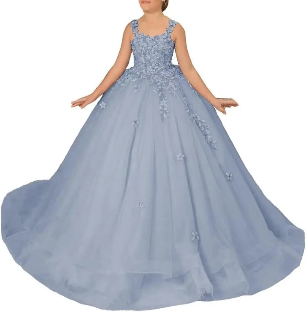 Kingbridal Flower Girl Dresses for Wedding Lace Princess First Communion Formal Dresses Tulle Pageant Ball Gowns Princess Dress