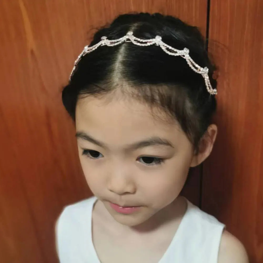 Princess Children's Tiara Red Bride Crown Floral Wedding Bridal Hair Accesories Golden Hair Jewelry Headdress