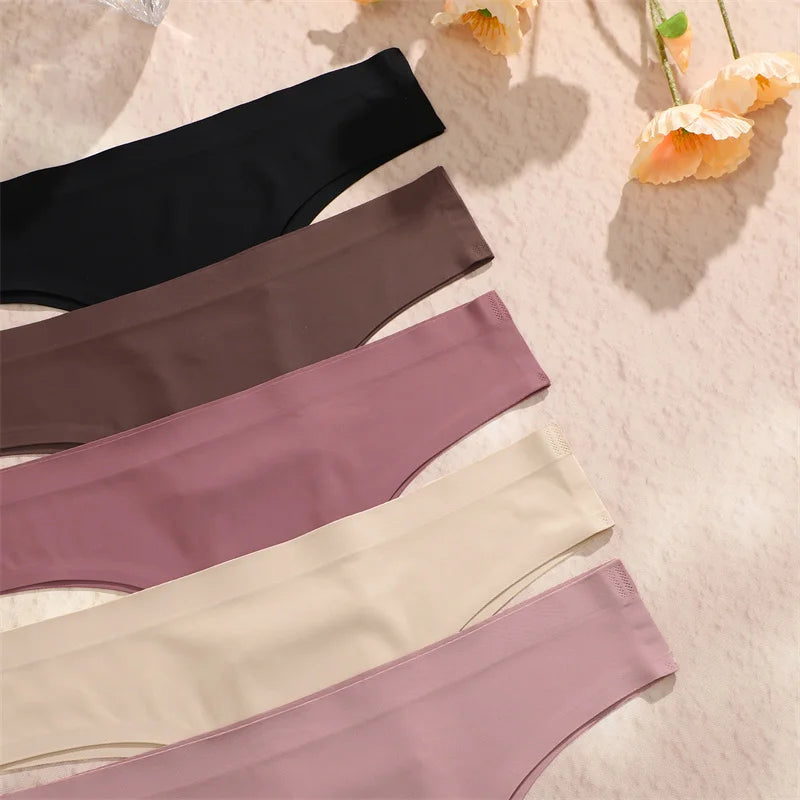 3PCS Women's Ultra-thin Seamless Panties Sexy Low Rise Brazilian Panties Ice Silk Underwear Sexy Panty Low Waist G-string Female