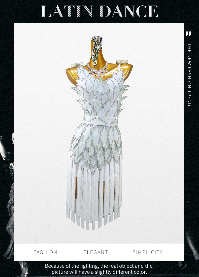 Womens Ballroom Dance Dress Dancewear Elegant Party Clothing 2025 Adult Costume Female Prom Fringed Skirt Girls Samba Stage Suit