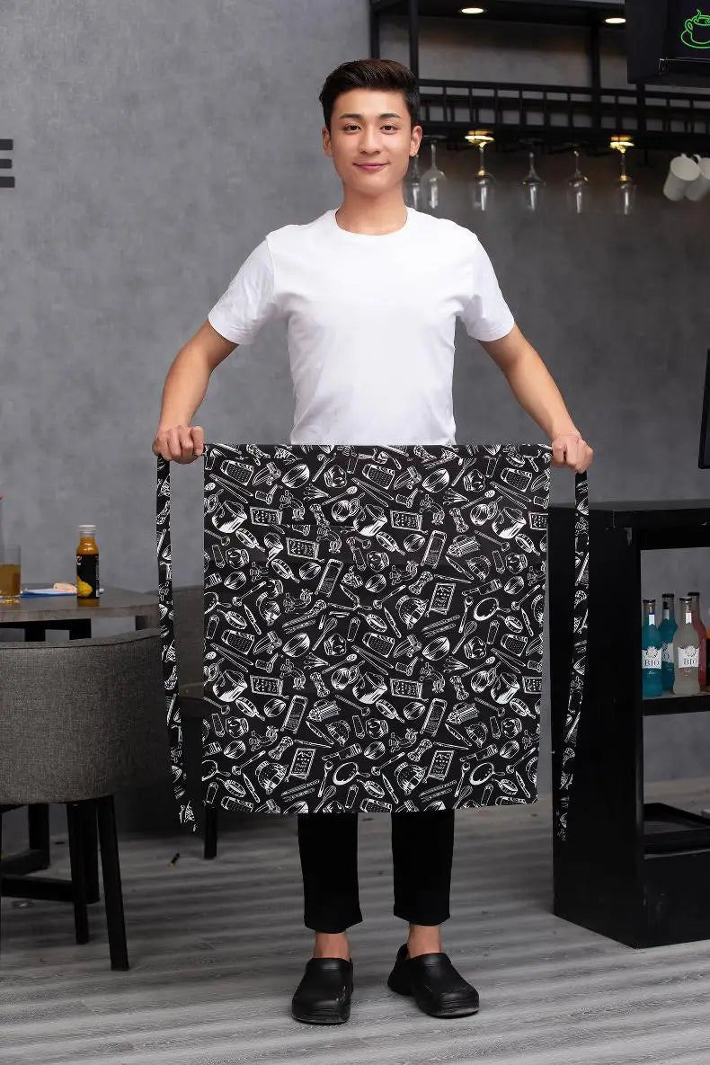 Catering Kitchen Apron for Women/Men With Pockets Work Mandil Cleaning Pinafore Restaurant  Chef Apron Shop Waiter Work Uniform