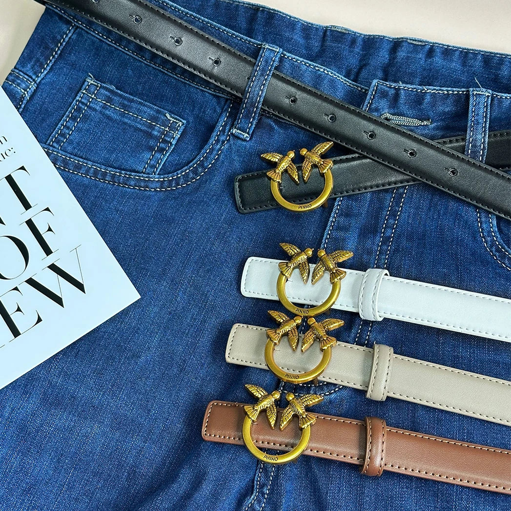 Women's belts with jeans ladies new decorative design sense niche.