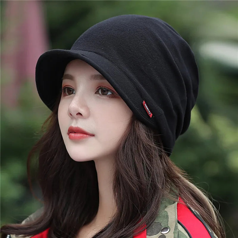 Knitted Hat Women's Autumn And Winter Head Cap Fashion Solid Color Outdoor Windproof Keep Warm Thicken Knitted Hats