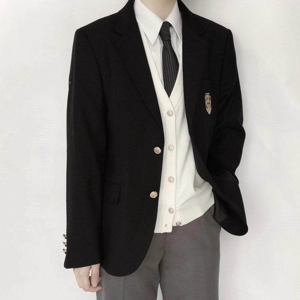 Blazer for Women Notched Collar Single Breasted Black Blazers Outwear JK College Student Uniform Autumn Loose Streetwear Chic