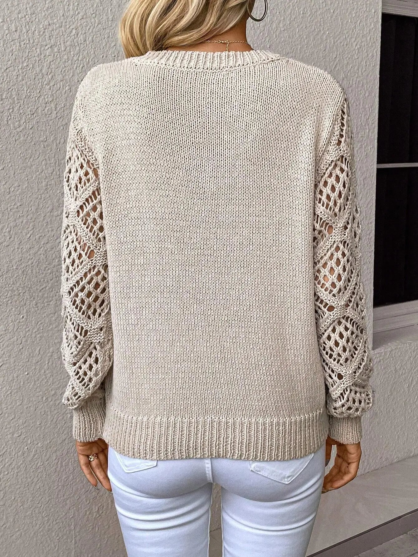 Sweater  2024 Fashion Casual Sweaters Tops For Womens Solid V Neck Knit Sweater Fall Pullover Knit