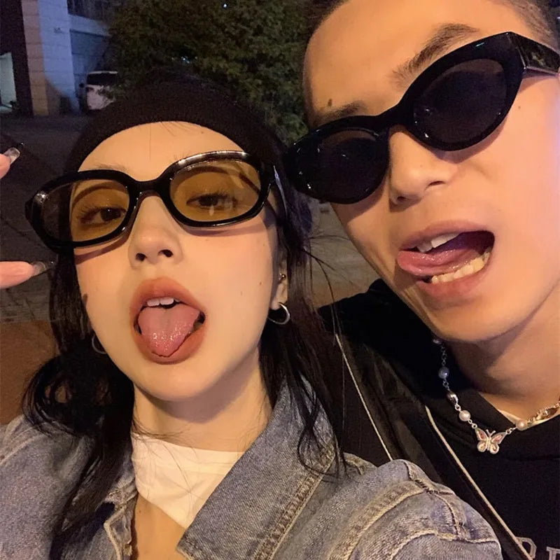 2022 New Fashion Vintage Sunglasses Women Brand Designer Retro Rectangle Sun Glasses Female Ins Popular ellipse Square Eyewear