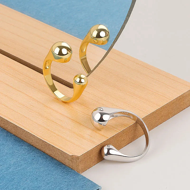 Gold Color Smooth Geometric Ring For Women Couples Minimalist Exaggerated Classic Elegant Wedding Bride Jewelry