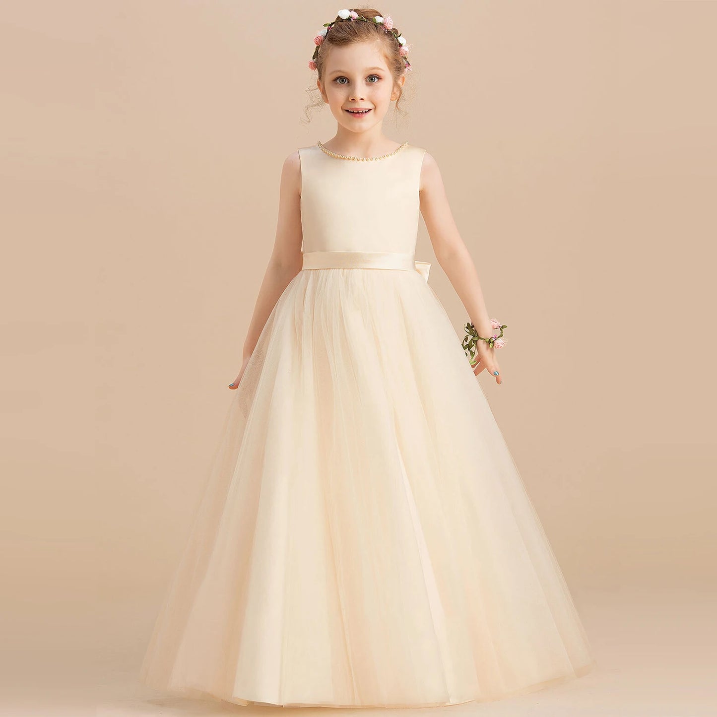 Elegant Teens Girls Dress Lace Princess Pageant Birthday Party First Communion Gowns Bridesmaid Flower Girl Dresses For Wedding