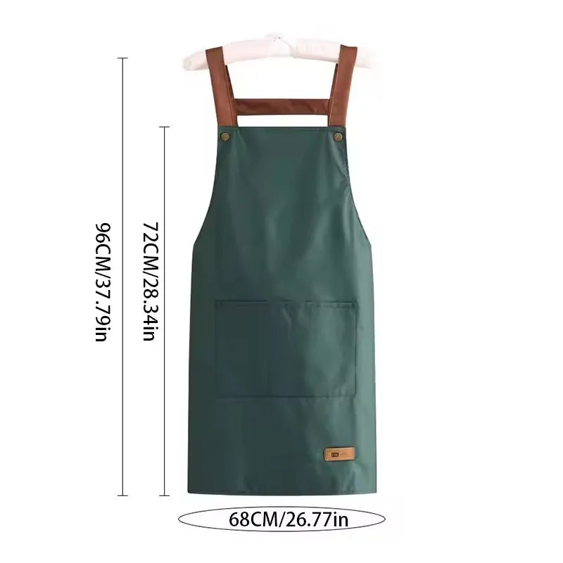 Kitchen Cooking Apron Women Men Waterproof Oil-proof Apron Household Work Clothes with Pockets for Hotel Resturant Coffee Shop