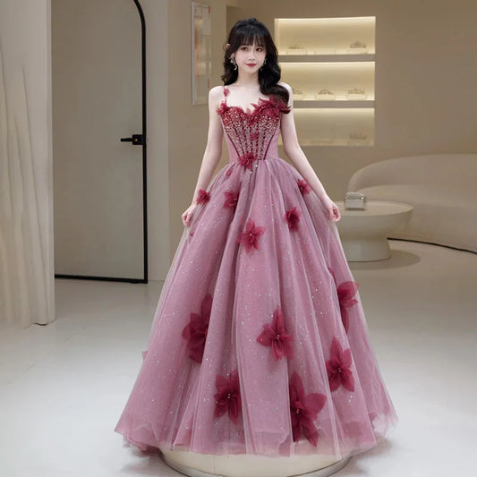 Bridal Toast Dress for Women 2025 Spring/Summer New Style Fairy Style Strap Heavy Industry Fashion Show Banquet Evening Dress